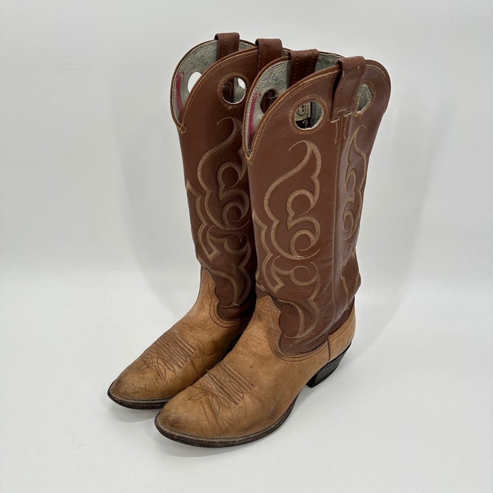 Nocona Boots Mens 8 D Brown Leather Western Cowboy Boots 9417C Pointed Toe Texas